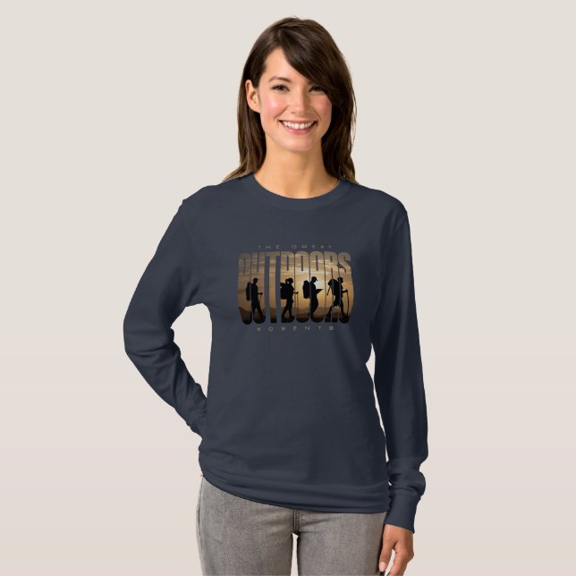Camiseta Acampamento ao ar livre | Capa longa feminina (Frente Completa)