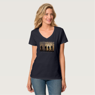 Camiseta Acampamento ao ar livre   Pescoço-V feminino