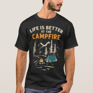 Camiseta Acampamento Camping Acampamento Fogueira A Vida É