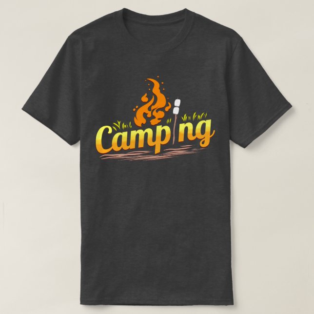 Camiseta Acampamento Com Campanha De Campfire E Marshmallow (Frente do Design)