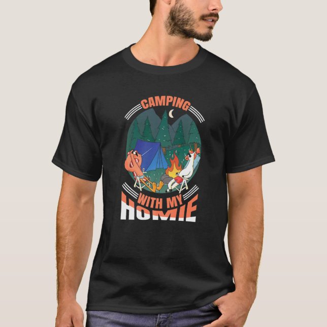 Camiseta Acampamento Com Meu Homie Unicorn Flamingo Nature  (Frente)