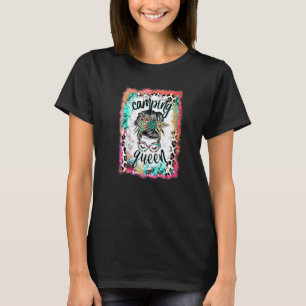 Camiseta Acampamento da Rainha Messy Bun Tie Dye Feliz Camp