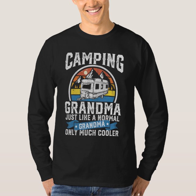 Camiseta Acampamento Da Vovó Camper Rv Retro Fora De Mulher (Frente)
