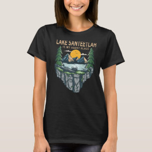 Camiseta Acampamento de barco de pesca Meu lago feliz Sante