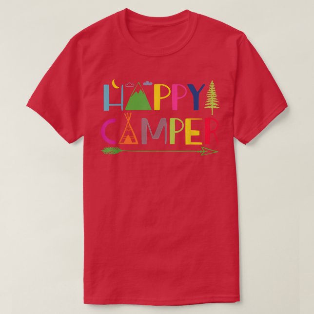 Camiseta Acampamento de Campo de Verão Feliz (Frente do Design)