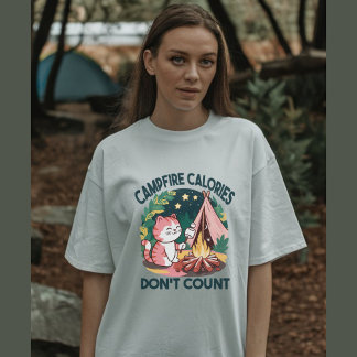 Camiseta Acampamento de gato bonito