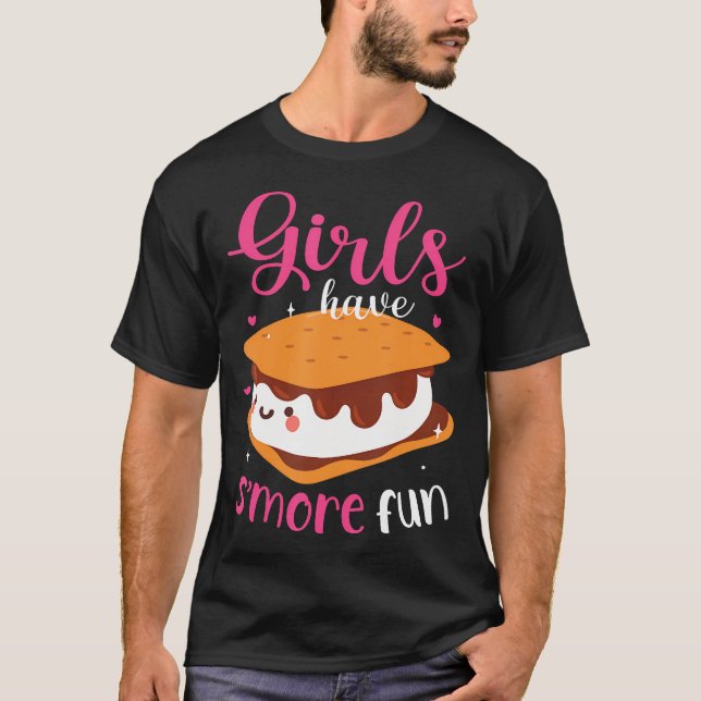 Camiseta Acampamento de Marshmallow Mulheres Meninas Têm Sm (Frente)