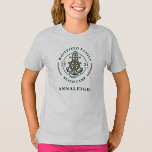 Camiseta Acampamento de Praia da Família Nome da Filha Náut