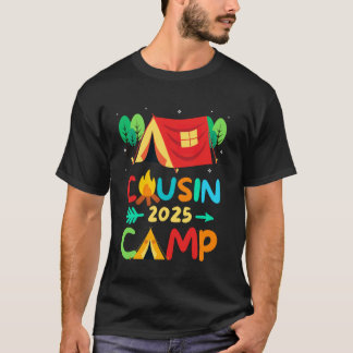 Camiseta Acampamento de Primos 2025 Férias de Família Verão