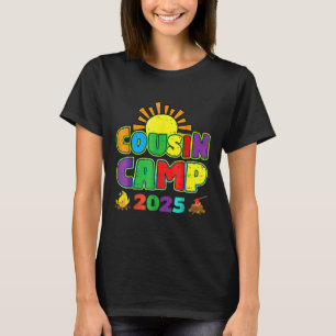 Camiseta Acampamento de Primos 2025 Férias de Família Verão