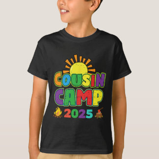 Camiseta Acampamento de Primos 2025 Férias em Família Verão