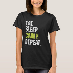 Camiseta Acampamento de Sono Engraçado Repetir amante acamp
