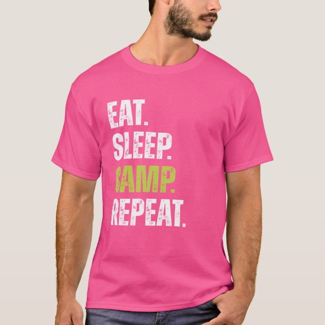 Camiseta Acampamento de Sono Engraçado Repetir amante acamp (Frente)