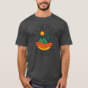 Camiseta Acampamento de Verão Camping Hiking Retro Montanha