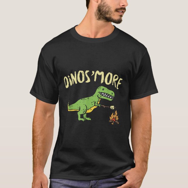 Camiseta Acampamento Dinosmore Dinos Engraçado Camping Dino (Frente)