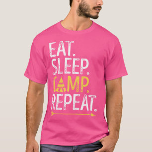 Camiseta Acampamento do Sono Repetir Acampamento Engraçado