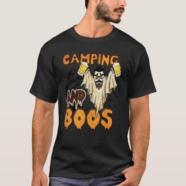 Camiseta Acampamento E Boos Campos De Cerveja Bebem Cos De  (Frente)
