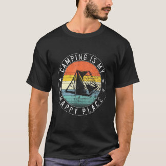 Camiseta Acampamento É Meu Local Mais Feliz Amigo De Caminh