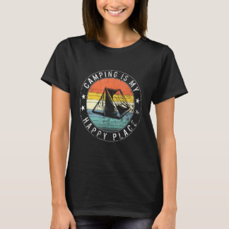 Camiseta Acampamento É Meu Local Mais Feliz Caminhando Amig