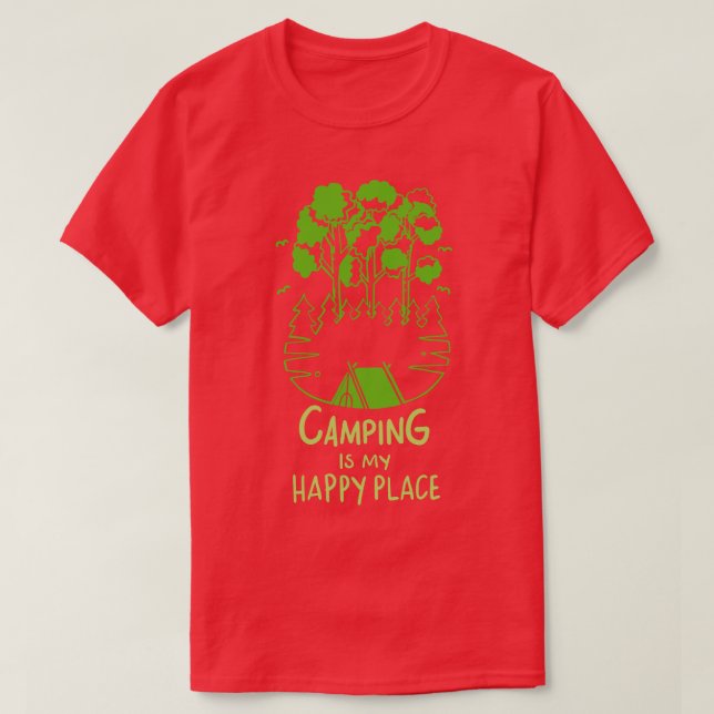 Camiseta Acampamento É Meu Lugar Feliz (Frente do Design)