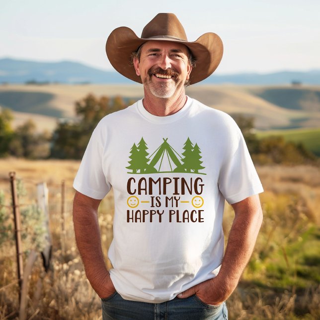 Camiseta Acampamento é meu lugar feliz (Criador carregado)