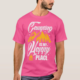 Camiseta Acampamento É Meu Lugar Feliz Camper Caminhando Ao