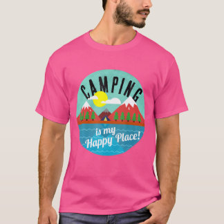 Camiseta Acampamento É Meu Lugar Feliz Para Campos