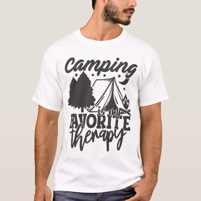 Camiseta Acampamento É Meu Presente De Terapia Favorito (Frente)