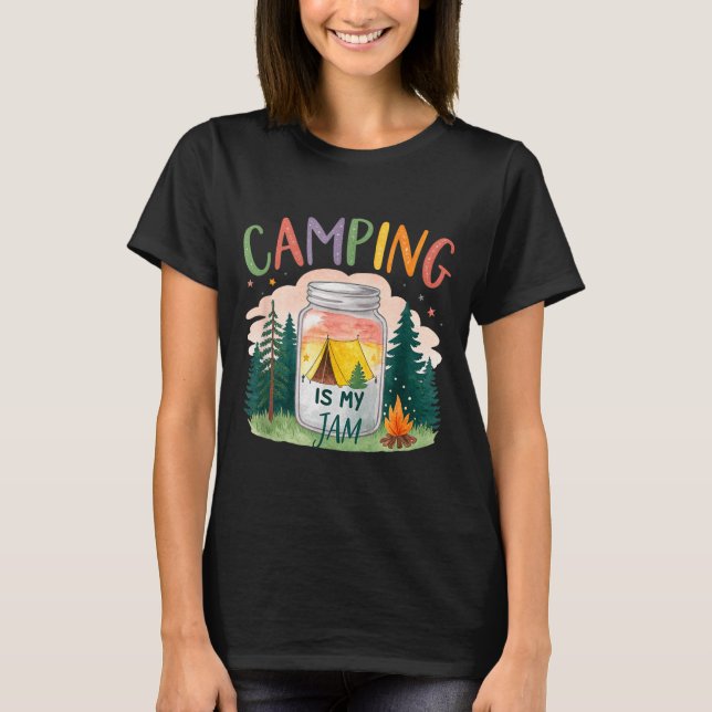 Camiseta Acampamento é meu tema de tenda floresta (Frente)