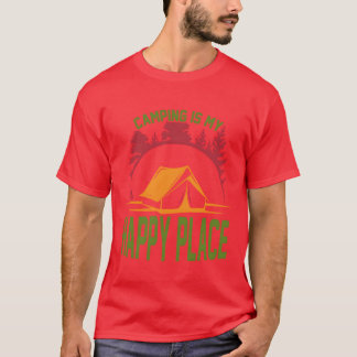 Camiseta Acampamento é o meu lugar feliz engraçado