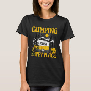 Camiseta Acampamento É O Meu Lugar Feliz, Engraçado, Vintag