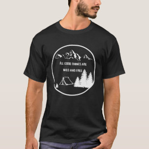 Camiseta Acampamento em Montanhas Viagem de Fogo Selvagem