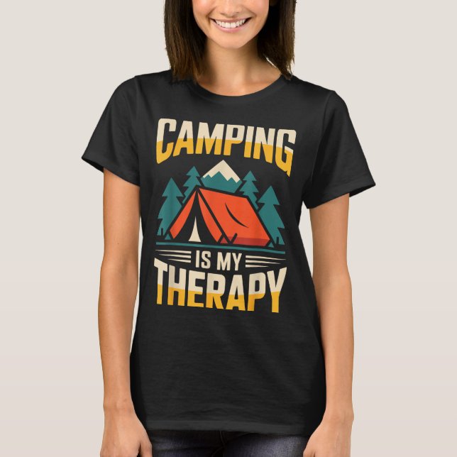 Camiseta Acampamento engraçado é minha terapia  (Frente)