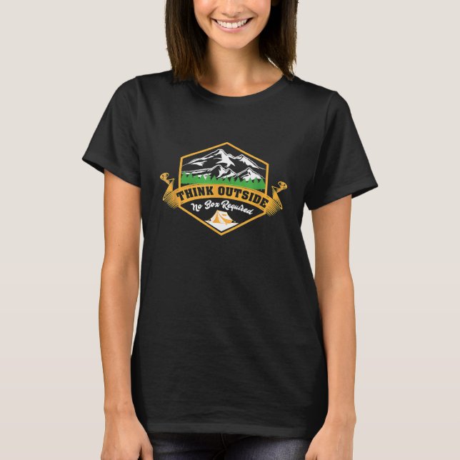 Camiseta Acampamento engraçado Pense fora da caixa Sem nece (Frente)