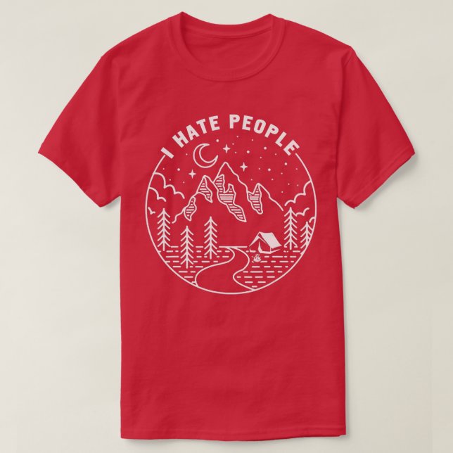 Camiseta Acampamento Eu Odeio Pessoas Montanhas Acampando A (Frente do Design)