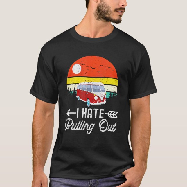 Camiseta Acampamento Eu odeio Puxar Reboque de Trailer Retr (Frente)