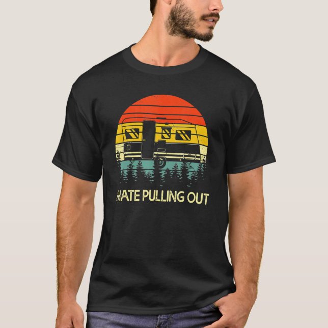 Camiseta Acampamento Eu Odeio Retirar Retro Viagem (Frente)