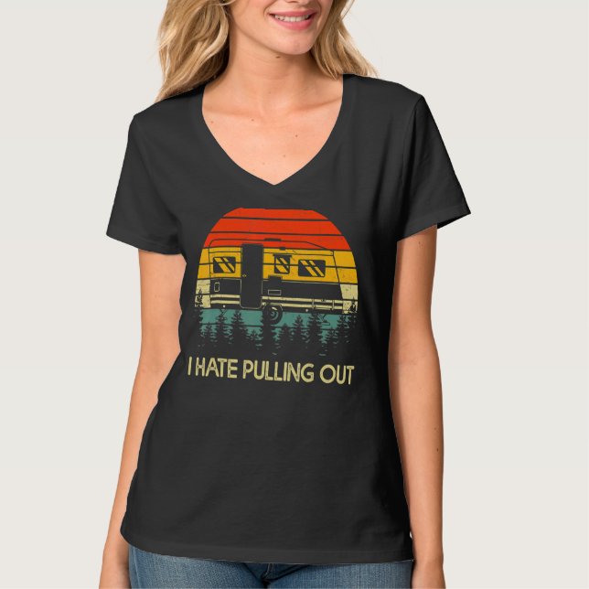 Camiseta Acampamento Eu Odeio Retirar Retro Viagem (Frente)
