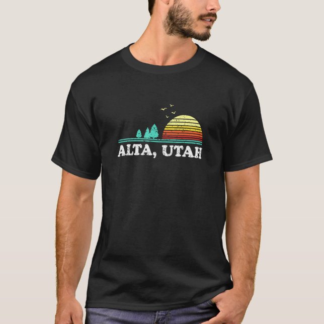 Camiseta Acampamento Evergreen Sunset Alta Forest Utah Wood (Frente)