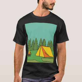 Camiseta Acampamento Família Natureza Vintage