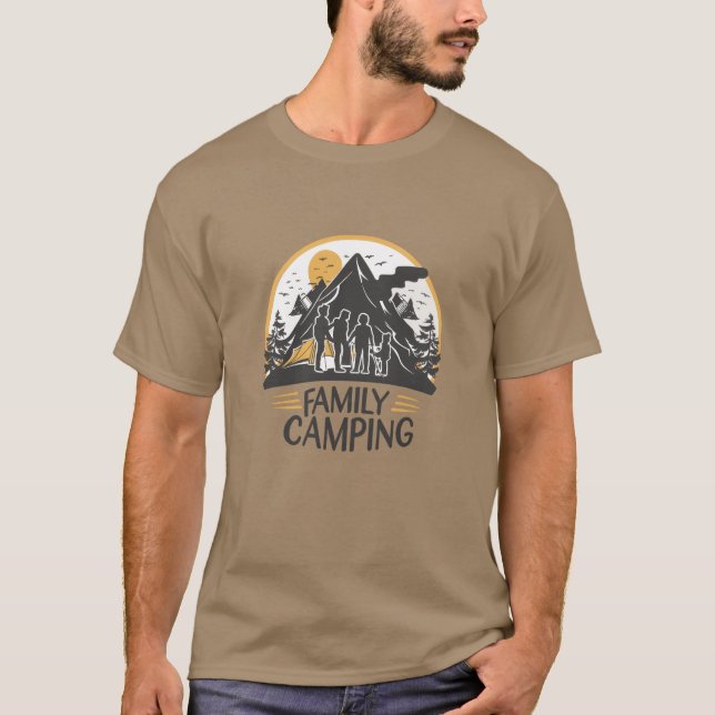 Camiseta Acampamento familiar fofo vintage (Frente)