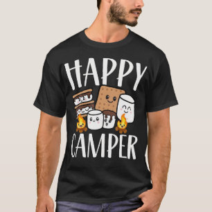 Camiseta Acampamento Feliz de Marshmallow Acampamento de Ve