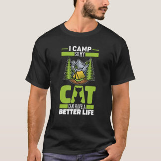 Camiseta Acampamento Gato Camping Fogueira Acampamento Tend