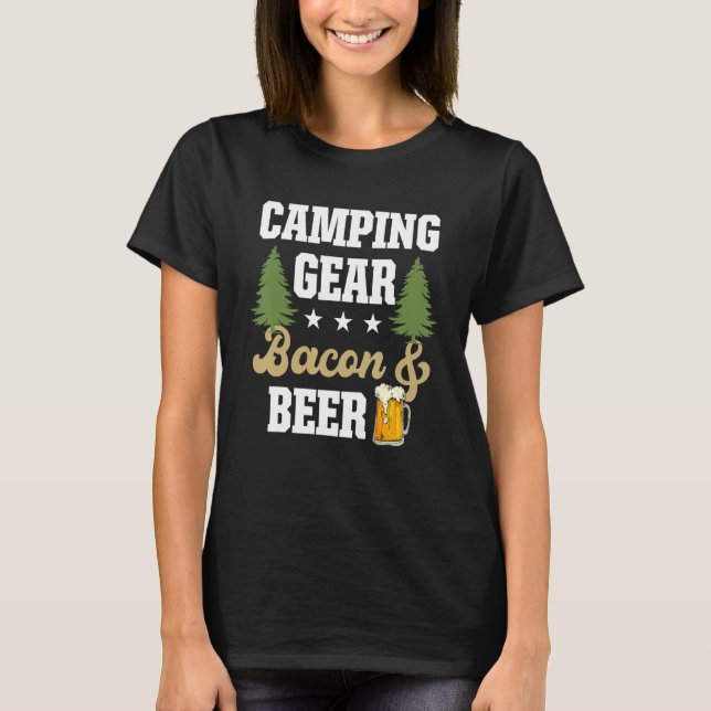 Camiseta Acampamento Gear Bacon E Cotação Da Cerveja (Frente)