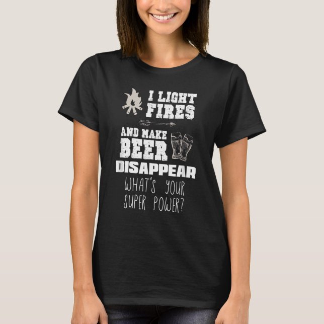 Camiseta Acampamento I Light Fires & Fazer a cerveja desapa (Frente)