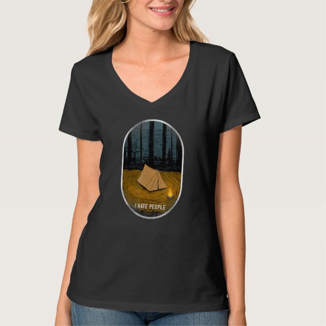 Camiseta Acampamento I Odeio Pessoas Tent (Frente)