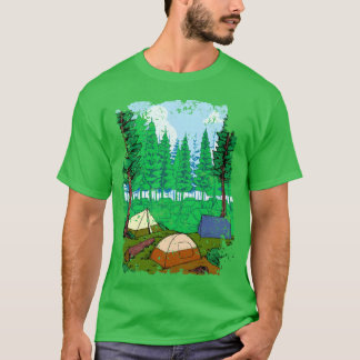 Camiseta Acampamento Inent e menina de acampamento floresta