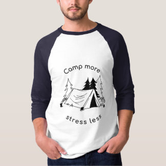 Camiseta Acampamento mais stress menos 3/4 manga raglan tee