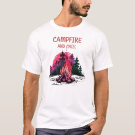 Camiseta acampamento montanhas de fogueira wanderlust, cami
