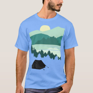 Camiseta Acampamento no lago das florestas de montanha refl
